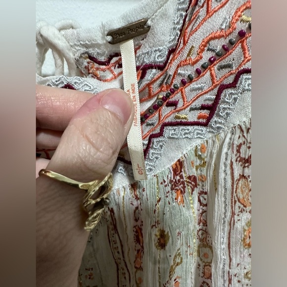 Free People Dance Magic Tunic Top Ivory Women’s Size Large Fairy Bohemian - Picture 3 of 8